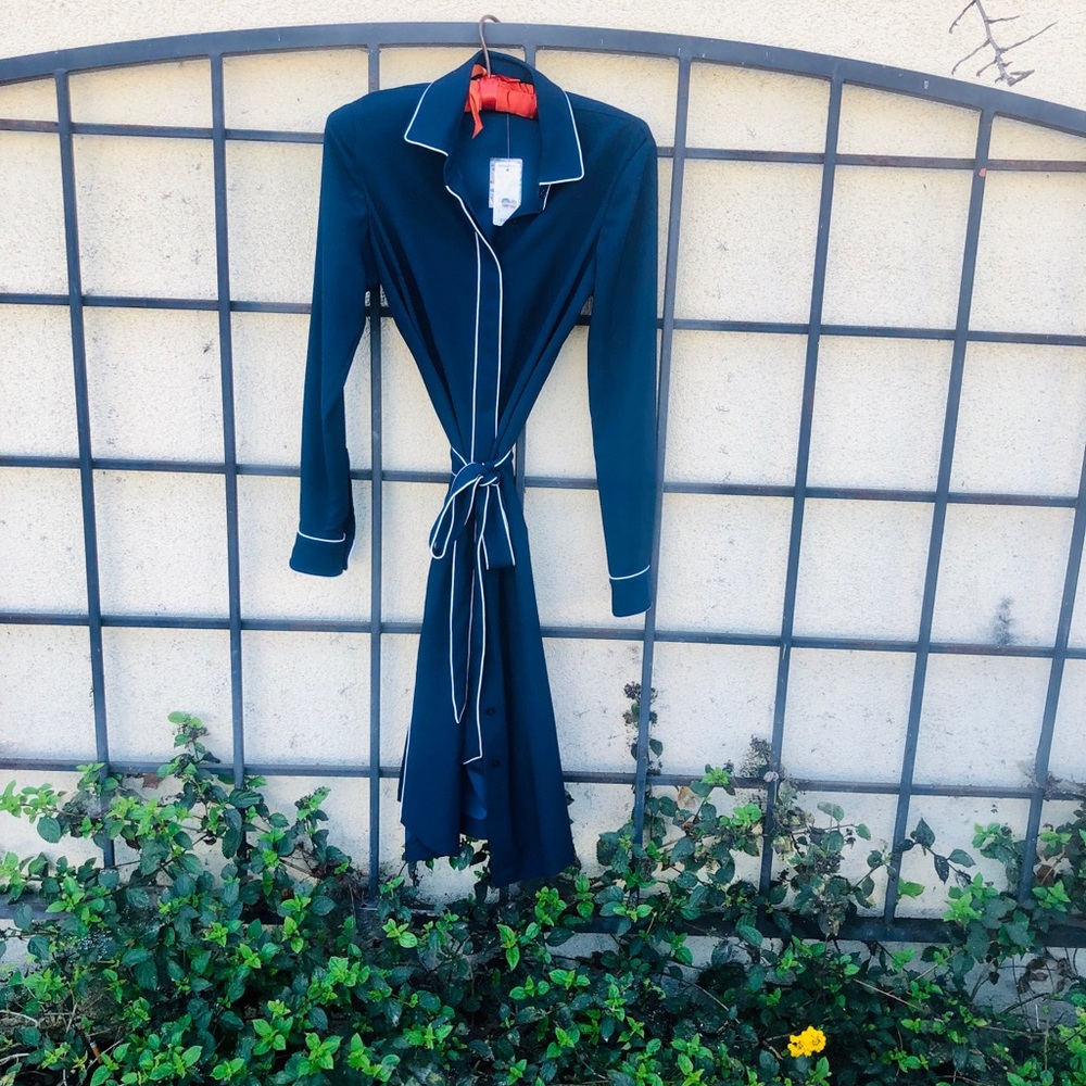 Navy Long-Sleeved Brooks Brothers Wrap Dress